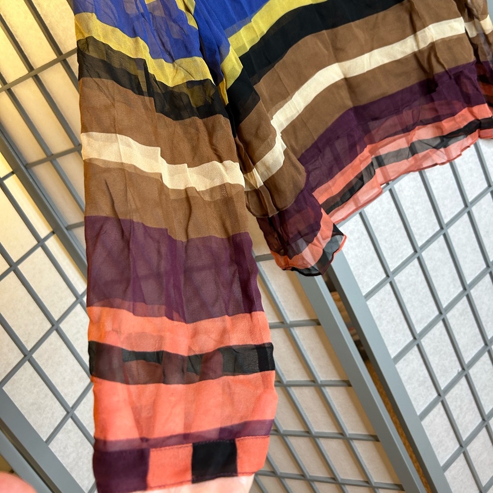 Anthropologie Maeve Multicolor Striped Silk Blouse - Picture 3 of 5